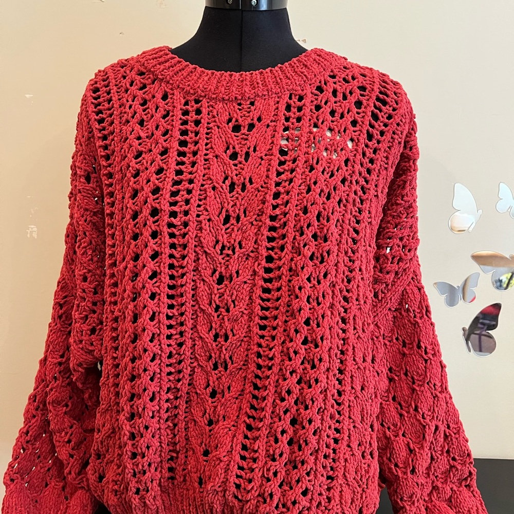 Cable Knit Open-work sweater